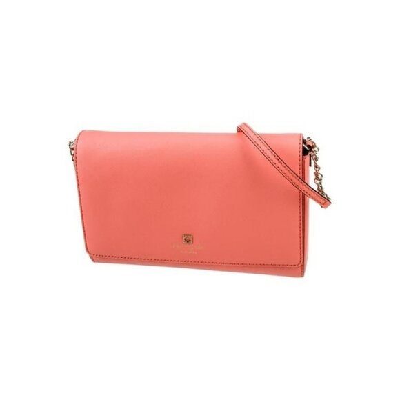 Kate Spade Coral Pink Crossbody Bag With Gold Chain Strap & Magnetic Closure - Picture 1 of 5